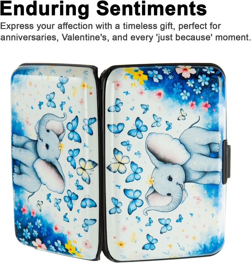 Kaabao Credit Card Holder for Women Men RFID Blocking Wallet Small Business Metal Slim Mini Aluminum Hard Case (Elephant Butterflies) - Image 5